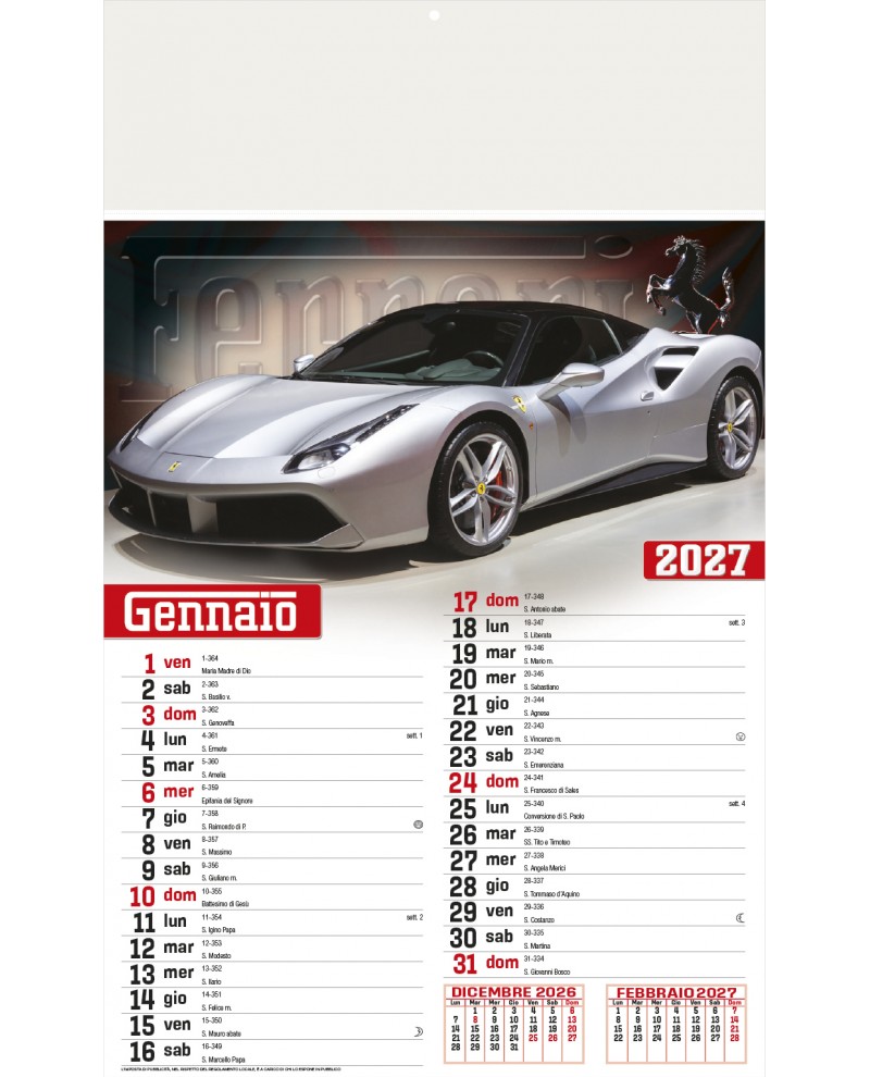 Calendari Illustrati 12 Fogli Auto Sportive Santa Teresa di Riva - Messina