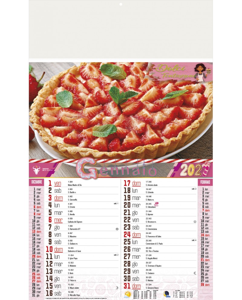 Calendari Illustrati 12 Fogli Dolci Santa Teresa di Riva - Messina