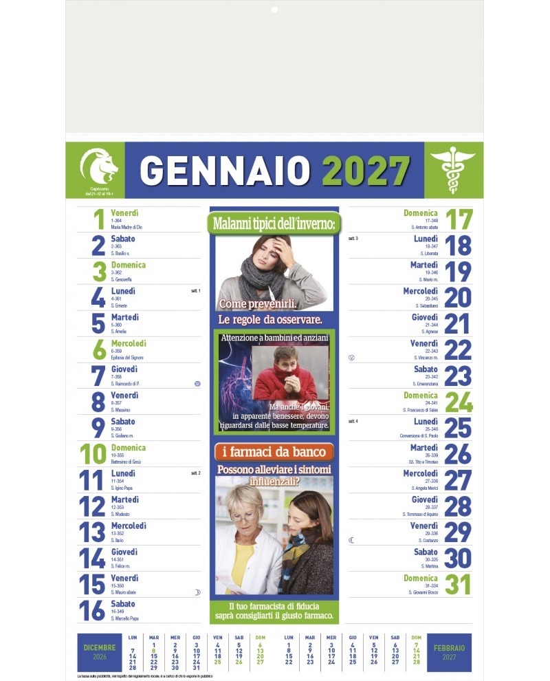 Calendari Illustrati 12 Fogli Farmacia Santa Teresa di Riva - Messina