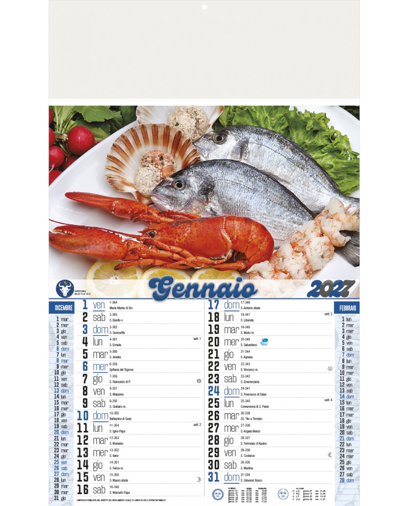 Calendari Illustrati 12 Fogli Pesce Santa Teresa di Riva - Messina